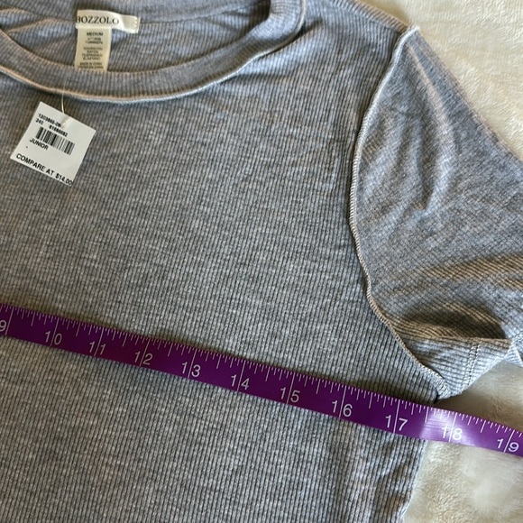Bozzolo Gray Crop T-Shirt with Crew Neck and Short Sleeves - Picture 4 of 5